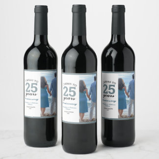 Étiquette Pour Bouteilles De Vin Soirée d'anniversaire Mariage de 25 ans