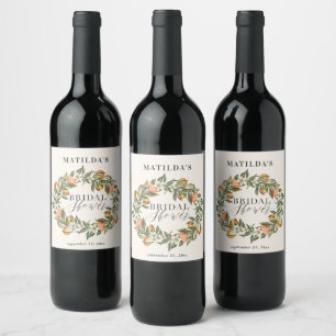 Étiquette Pour Bouteilles De Vin Soirée de douche de mariée aux agrumes d'orange ru
