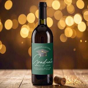 Étiquette Pour Bouteilles De Vin Soirée de graduation sur mesure de Dark Green Grad