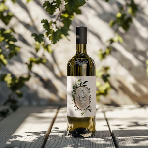 Étiquette Pour Bouteilles De Vin Soirée de mariage rustique et verdoyante