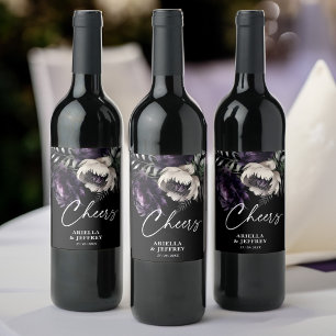 Étiquette Pour Bouteilles De Vin Soirée noir moody boho mariage élégant