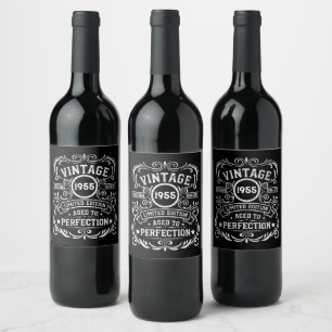 Étiquette Pour Bouteilles De Vin Soixante-dixième anniversaire personnalisé vintage