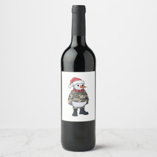 Étiquette Pour Bouteilles De Vin Soldat Bonhomme de Neige Noël 2026 Fête Militaire