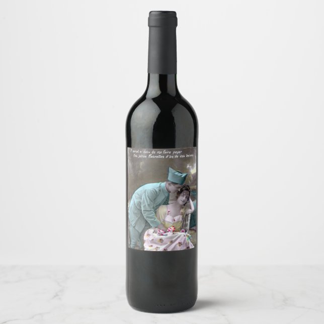 Étiquette Pour Bouteilles De Vin Soldat et amoureux (Devant)
