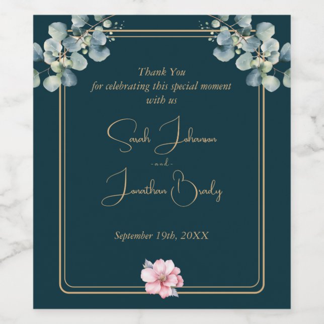 Étiquette Pour Bouteilles De Vin Sophistication moderne Eucalyptus Foliage Mariage (Étiquettes simples)