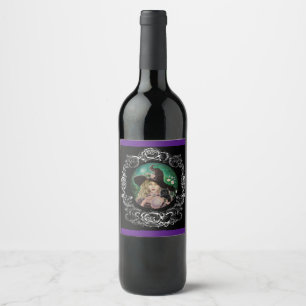 Étiquette Pour Bouteilles De Vin Sorcière wicca chat noir nourriture et boisson éti