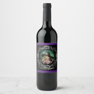 Étiquette Pour Bouteilles De Vin Sorcière wicca chat noir nourriture et boisson éti