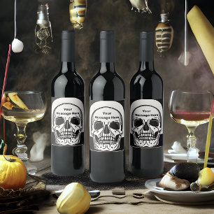Étiquette Pour Bouteilles De Vin Squelette personnalisé Anniversaire fête d'Hallowe