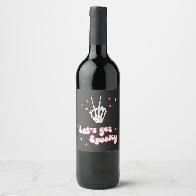 Étiquette Pour Bouteilles De Vin Squelette Super d'Halloween (Devant)