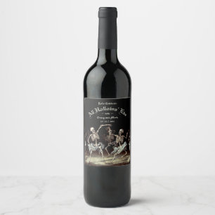 Étiquette Pour Bouteilles De Vin Squelettes dansants de la Mort noire Halloween