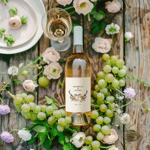 Étiquette Pour Bouteilles De Vin Stag rouille terre cuite rose rustique élégant rus