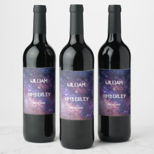 Étiquette Pour Bouteilles De Vin Stars Sky Galaxy Nebula Space Cosmos Mariage