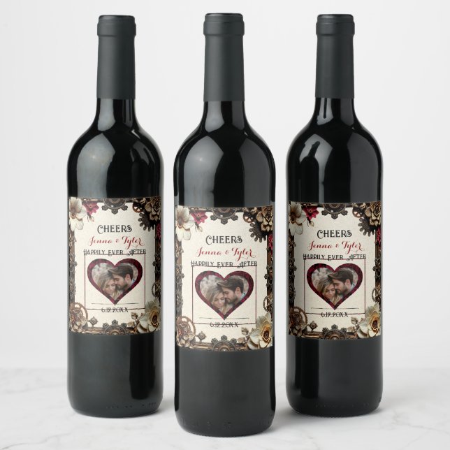 Étiquette Pour Bouteilles De Vin Steampunk Heureusement Après | Mariage (Bouteilles)