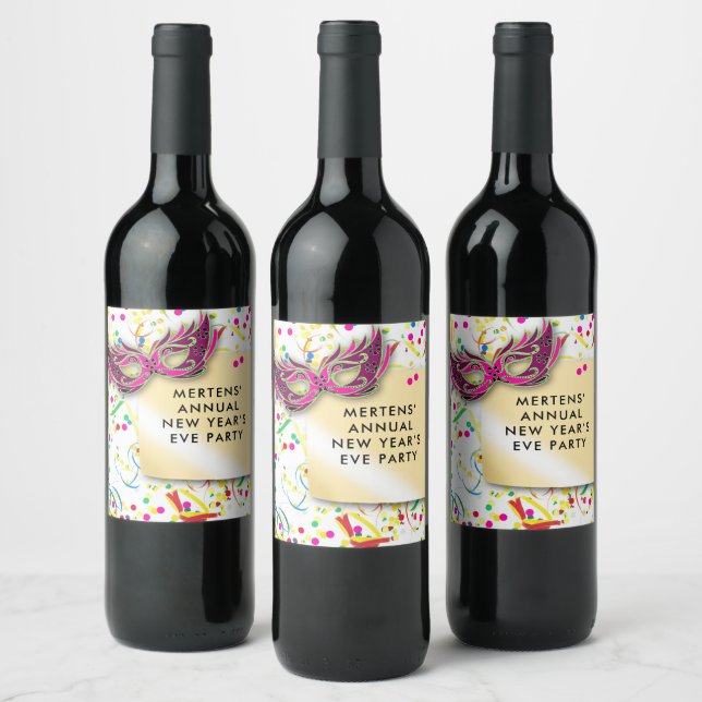 Étiquette Pour Bouteilles De Vin Streamers & Confetti Soirée du Nouvel An (Bouteilles)