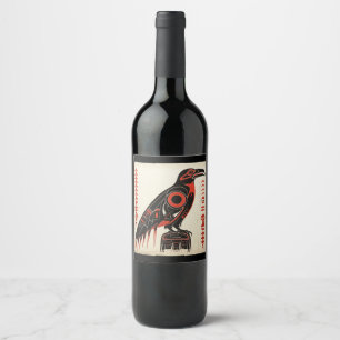 Étiquette Pour Bouteilles De Vin Style artistique du Pacifique Nord-Ouest