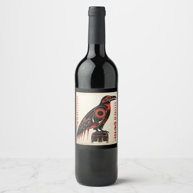 Étiquette Pour Bouteilles De Vin Style artistique du Pacifique Nord-Ouest (Devant)