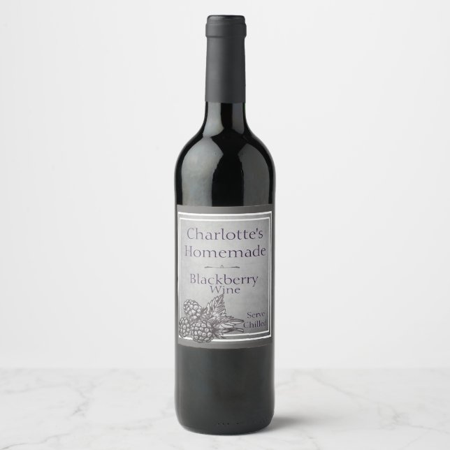 Étiquette Pour Bouteilles De Vin Style Vintage personnalisé Blackberry (Devant)