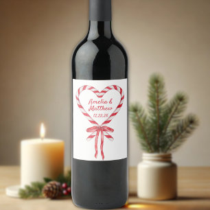 Étiquette Pour Bouteilles De Vin Sucre de canne Coeur & Bow   Mariage de Noël perso