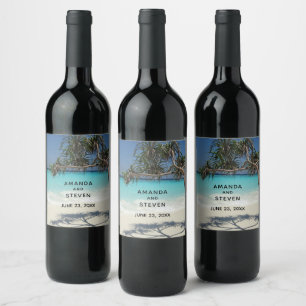 Étiquette Pour Bouteilles De Vin Sunny Tropical Beach Ocean Paradise Mariage