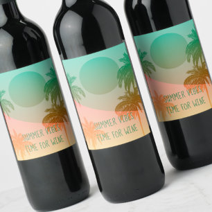 Étiquette Pour Bouteilles De Vin Sunset and Palm Trees