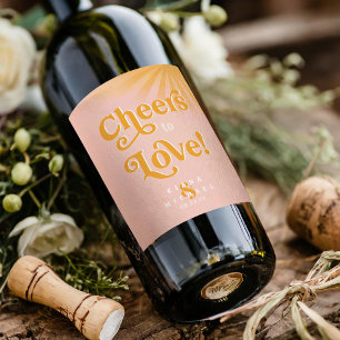 Étiquette Pour Bouteilles De Vin Sunshine Typography Mariage Cheers Pink ID1048