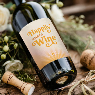 Étiquette Pour Bouteilles De Vin Sunshine Typography Mariage Cream/Orange ID1048
