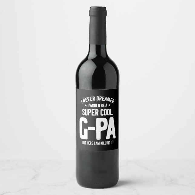 Étiquette Pour Bouteilles De Vin Super Cool G-Pa | Cadeau grand-père (Devant)
