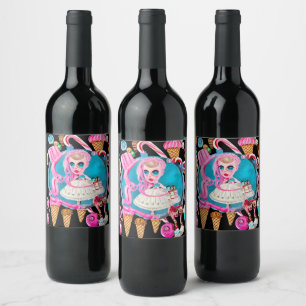 Étiquette Pour Bouteilles De Vin Surreal Candy Alice