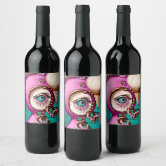 Étiquette Pour Bouteilles De Vin Surreal Octopus Ice Cream Doll