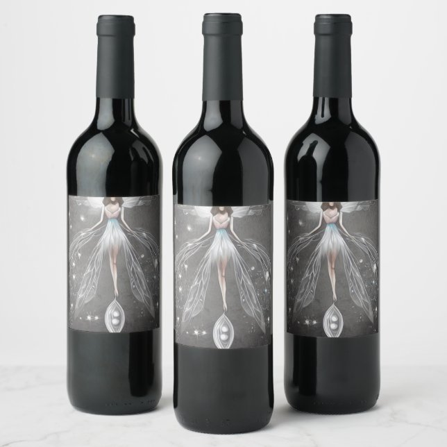 Étiquette Pour Bouteilles De Vin Surreal Peint Blanc Robe Fée (Bouteilles)