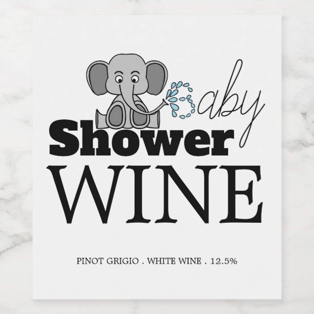 Étiquette Pour Bouteilles De Vin Sweet Baby Elephant, Baby shower (Étiquettes simples)