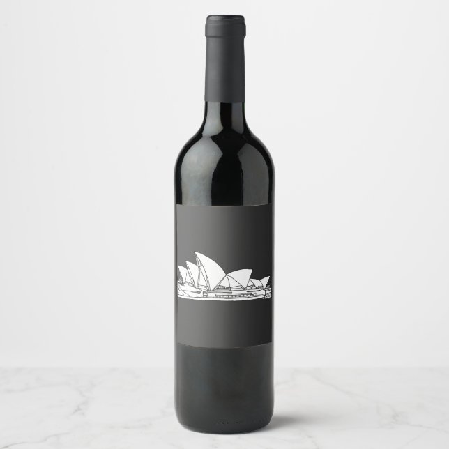 Étiquette Pour Bouteilles De Vin Sydney Opera House Australie dessin (Devant)