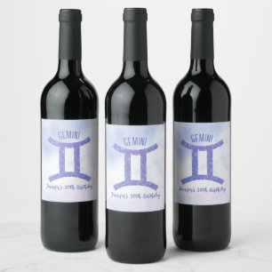 Étiquette Pour Bouteilles De Vin SYMBOLE D'Astrologie Gemini Cute Personnalisé Viol