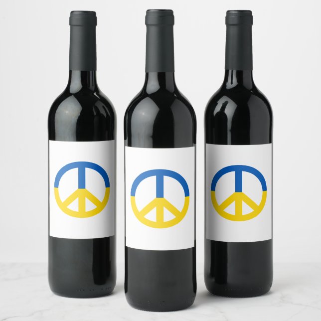 Étiquette Pour Bouteilles De Vin Symbole de paix du drapeau bleu ukrainien (Bouteilles)