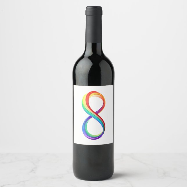 Étiquette Pour Bouteilles De Vin Symbole d'infinité arc-en-ciel stratifié (Devant)