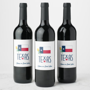 Étiquette Pour Bouteilles De Vin Symboles de Texas, Texas Flag et Yellow Rose