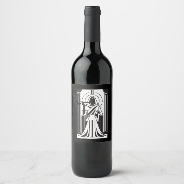 Étiquette Pour Bouteilles De Vin Tarot High Prestess Weight Fumer Occulte (Devant)