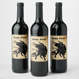Étiquette Pour Bouteilles De Vin Taurus puissant le Zodiaque Bull