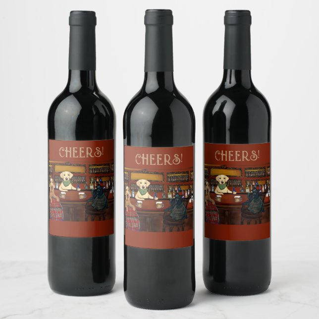 ÉTIQUETTE POUR BOUTEILLES DE VIN TERRIER AIREDALE & AMIS       (Bouteilles)