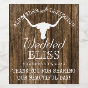Étiquette Pour Bouteilles De Vin Texas Longhorn Rustic Country Mariage
