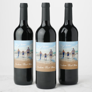 Étiquette Pour Bouteilles De Vin Texte de photo personnalisé Nommez vos photos préf