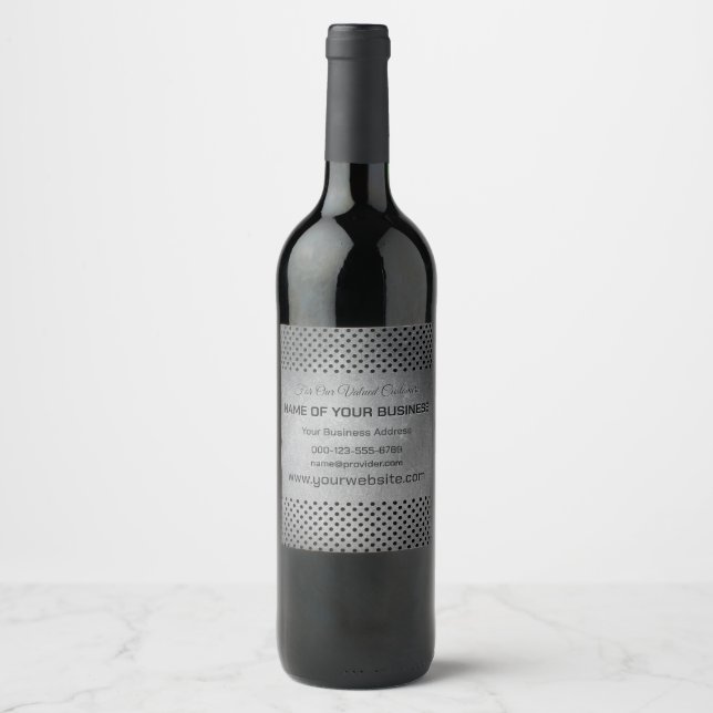Étiquette Pour Bouteilles De Vin Texte personnalisé Faux métal (Devant)