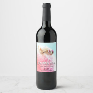 Étiquette Pour Bouteilles De Vin Texte photo d'anniversaire de chien personnalisé  