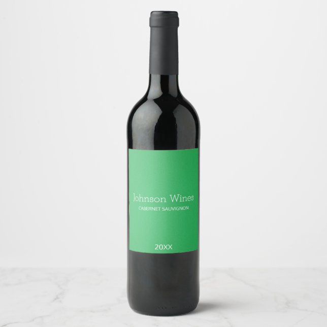 Étiquette Pour Bouteilles De Vin Texture de granit vert minimaliste (Devant)
