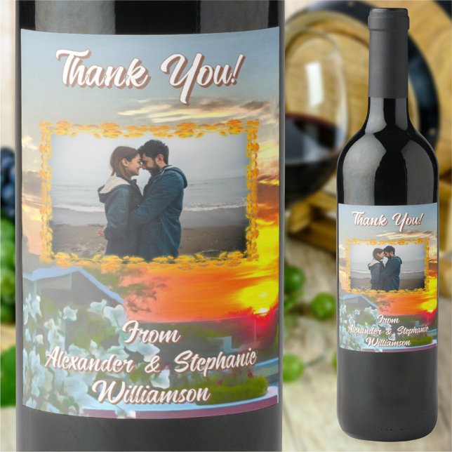 Étiquette Pour Bouteilles De Vin Thank You Sunset 2295 (Créateur téléchargé)