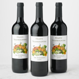 Étiquette Pour Bouteilles De Vin Thanksgiving automne Citrouilles d'automne personn
