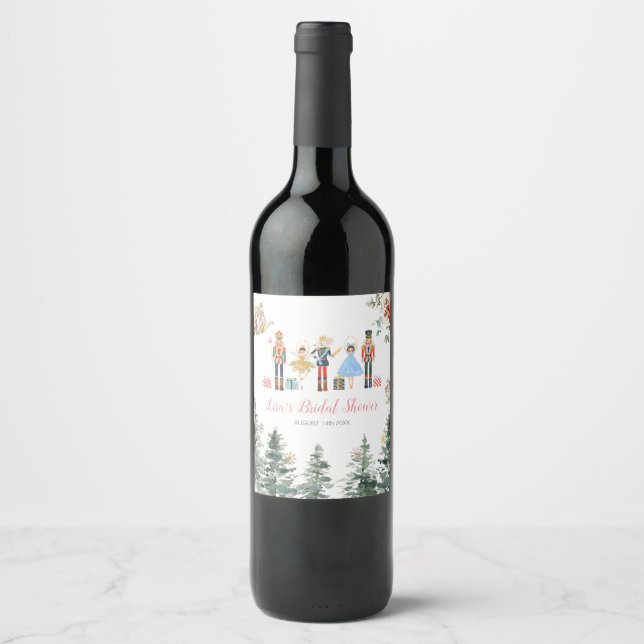 Étiquette Pour Bouteilles De Vin Thé de mariage de Noël Casse-Noisette  (Devant)