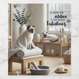 Étiquette Pour Bouteilles De Vin Thème d'anniversaire du chat spa