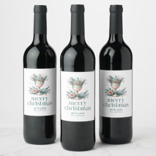 Étiquette Pour Bouteilles De Vin Thème de Noël festif Fancy Chalice