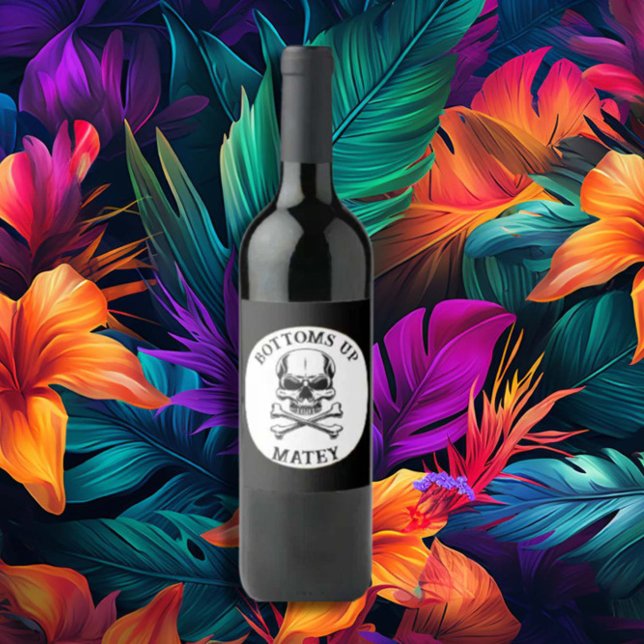 Étiquette Pour Bouteilles De Vin Thème pirate Fête Adulte Navire Os crâne (Créateur téléchargé)